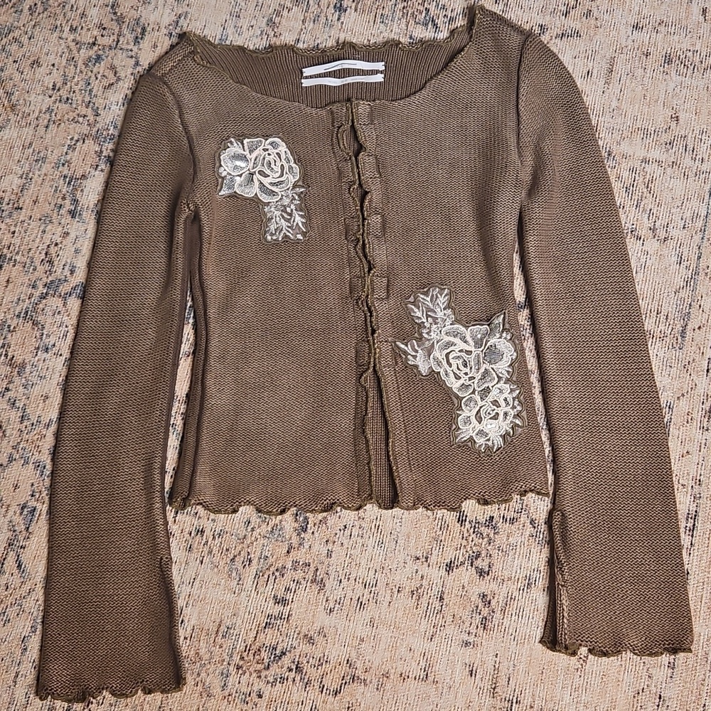 Silence + Noise Natalia Floral Embroidered Cardigan Urban Outfitters NWOT - Picture 5 of 11